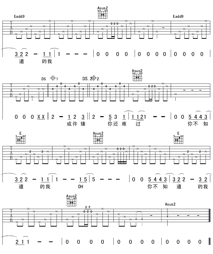 你不知道的我吉他谱-3