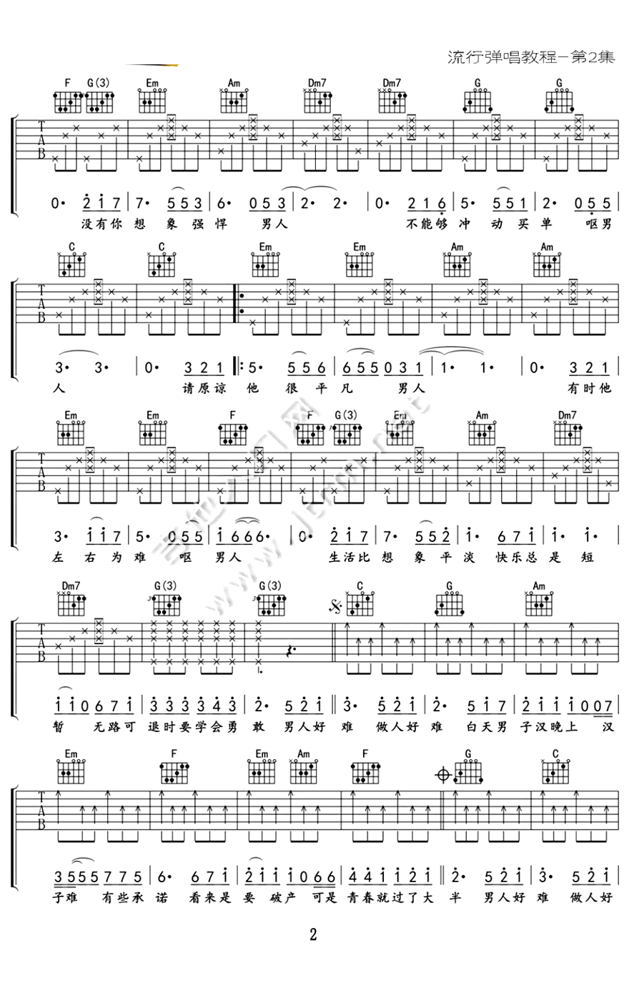 男人好难吉他谱-2
