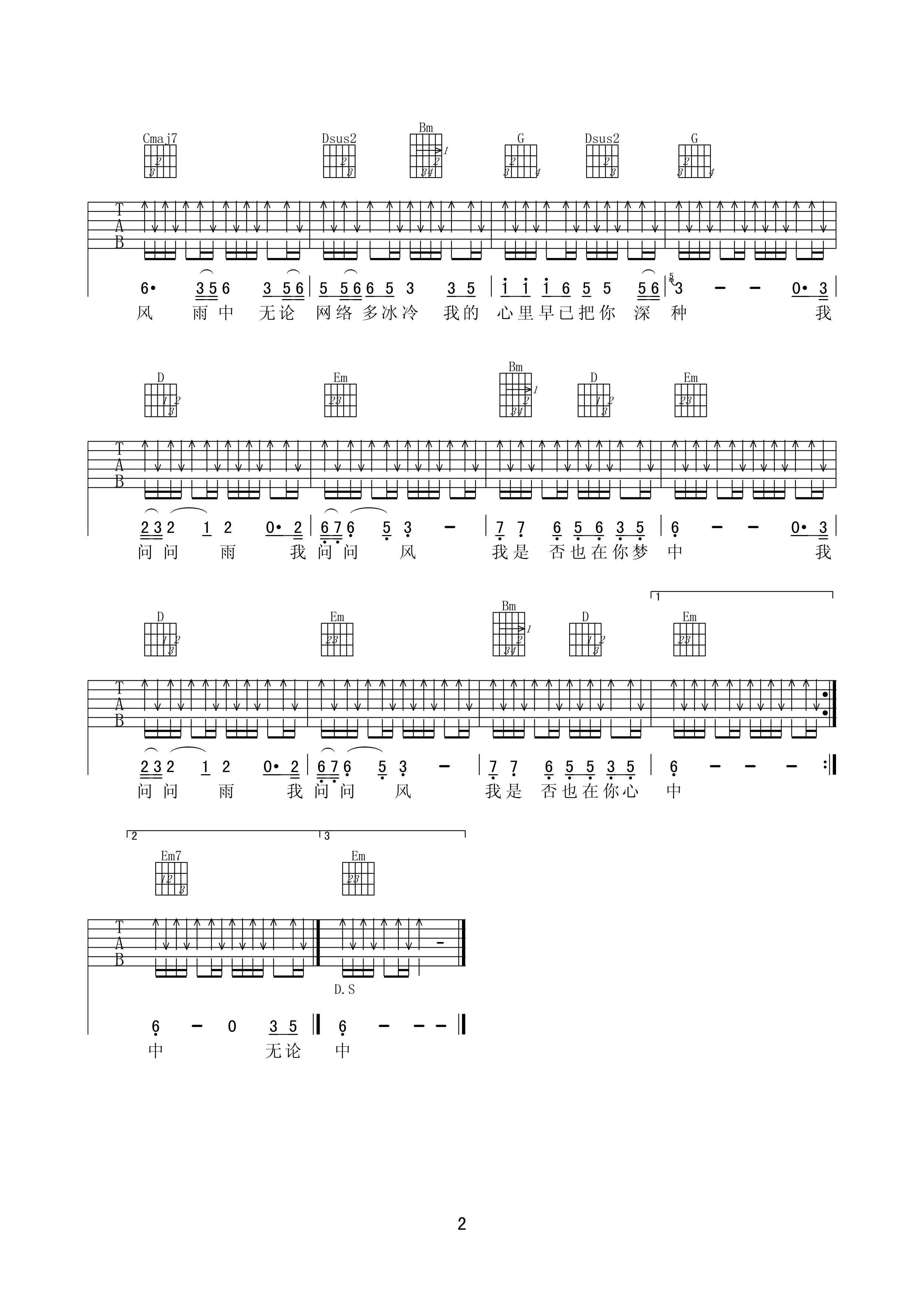 我是否也在你心中吉他谱-2