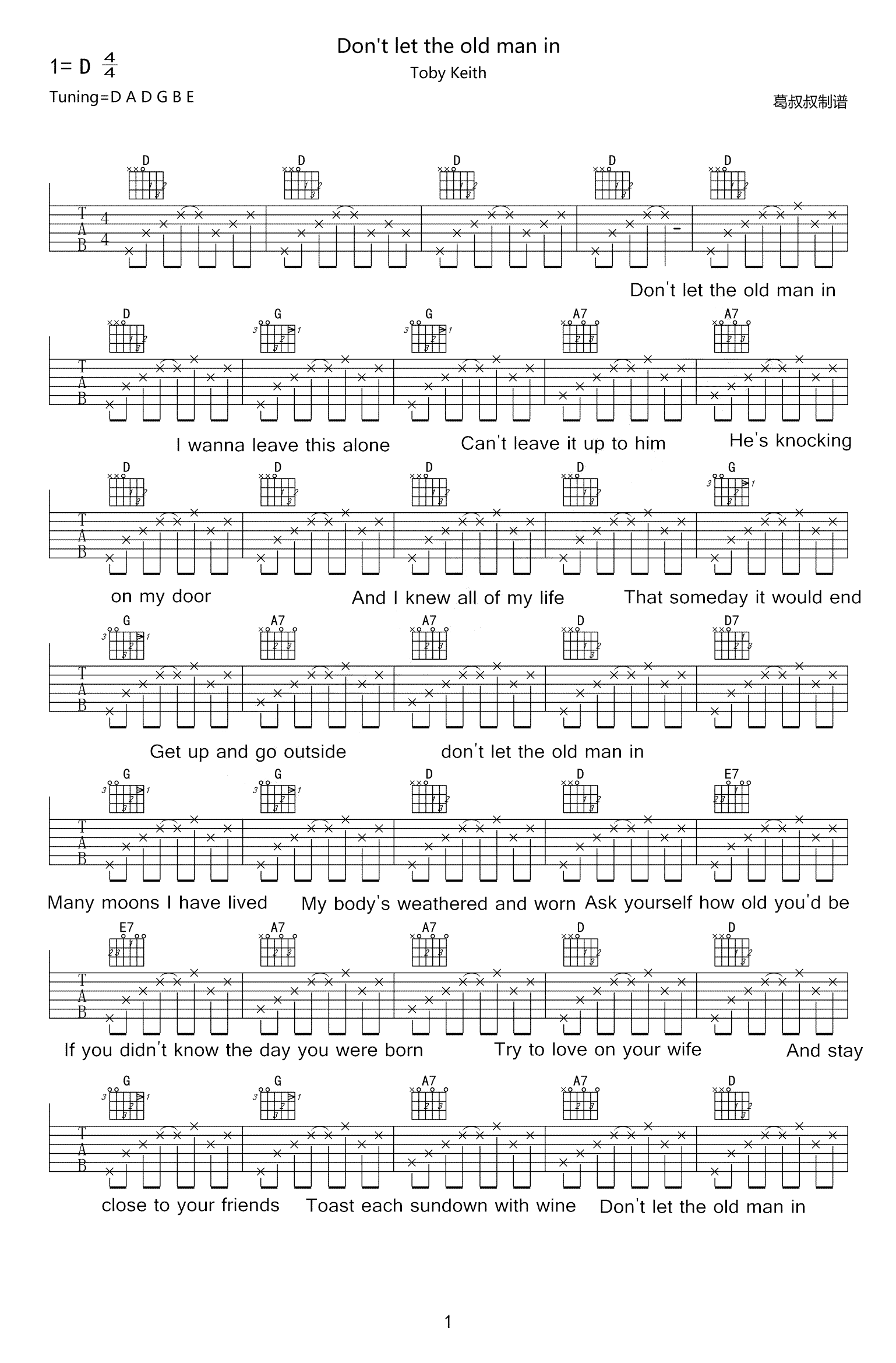 Don't Let the Old Man In吉他谱-1