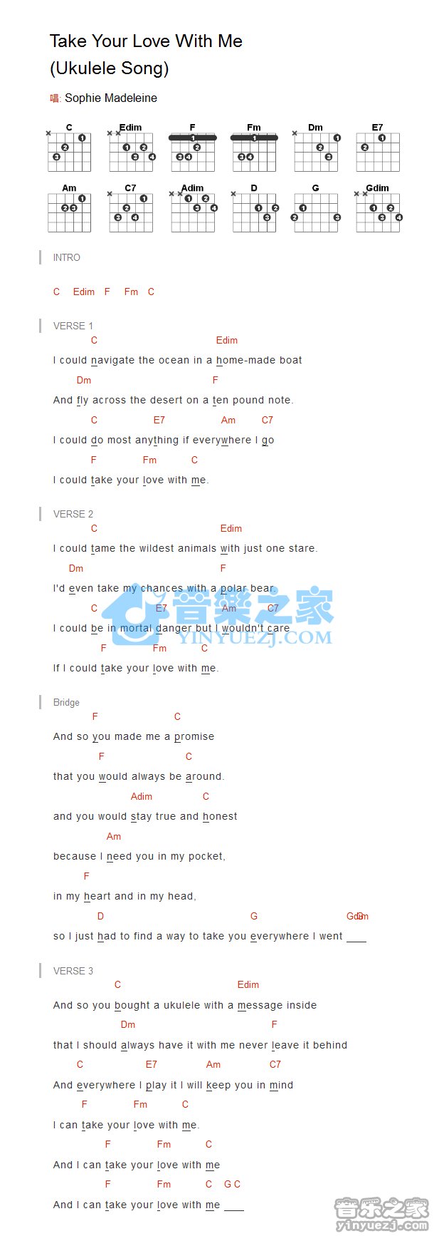 Take Your Love With Me吉他谱