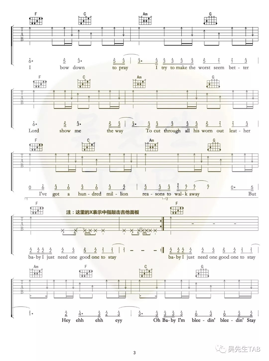 Million Reasons吉他谱-3