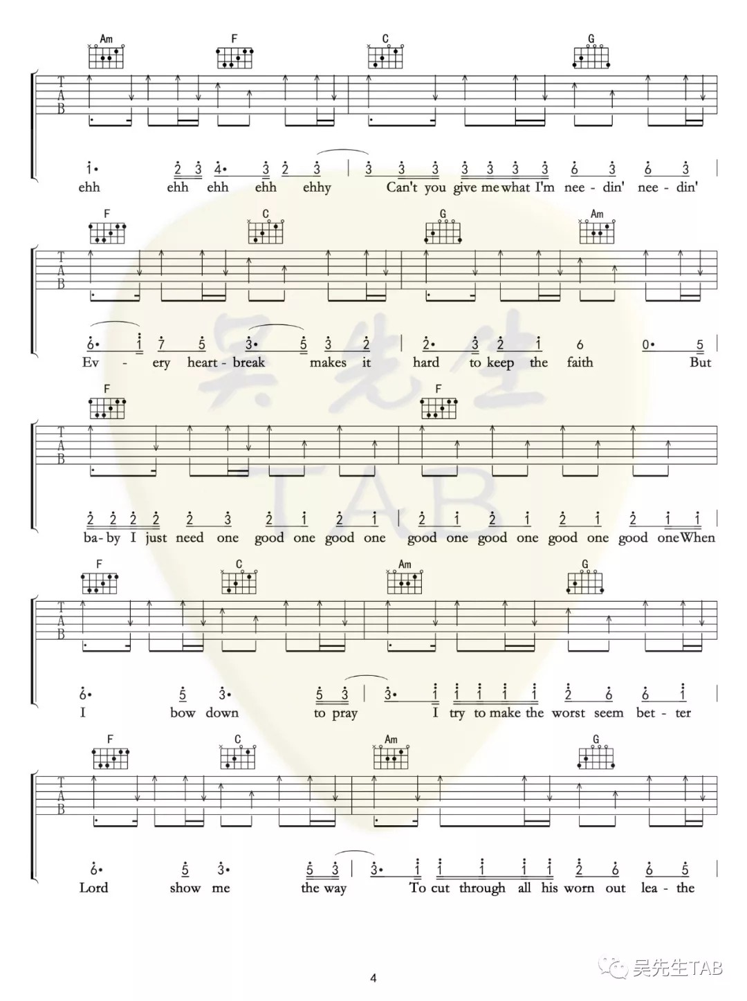 Million Reasons吉他谱-4