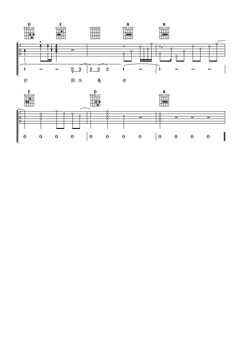 因为是你吉他谱-5