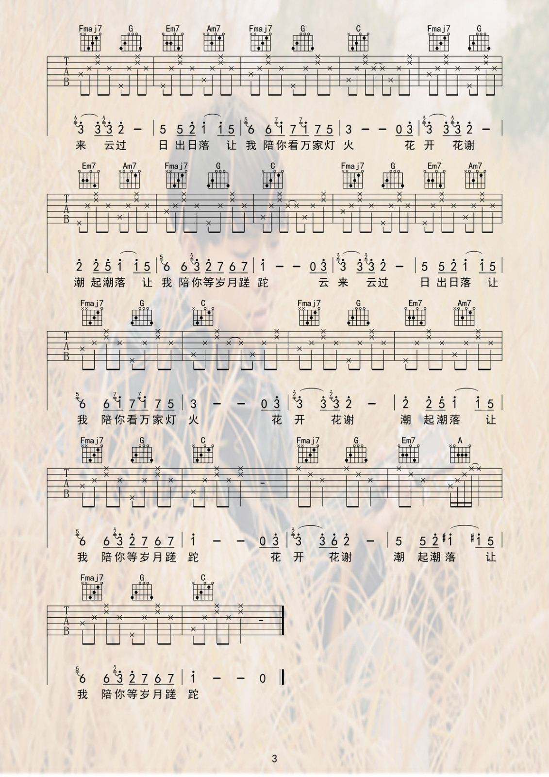 陪你看万家灯火吉他谱-3