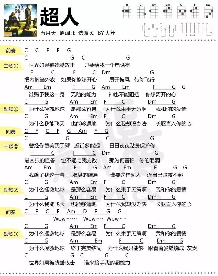 超人尤克里里谱