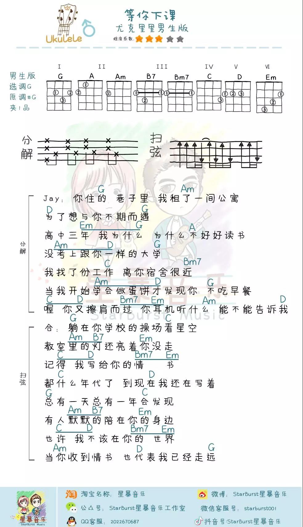 等你下课尤克里里谱-1