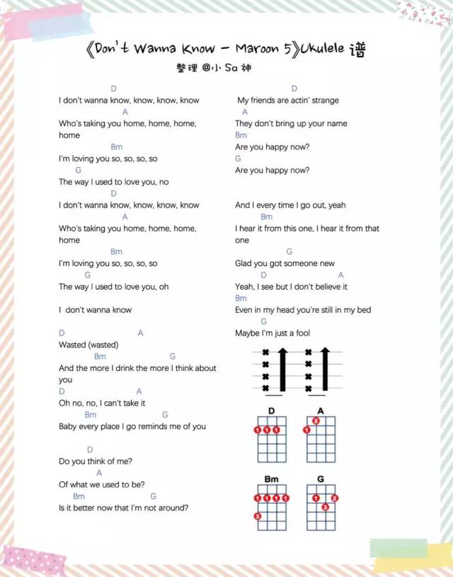 Don’t Wanna Know尤克里里谱