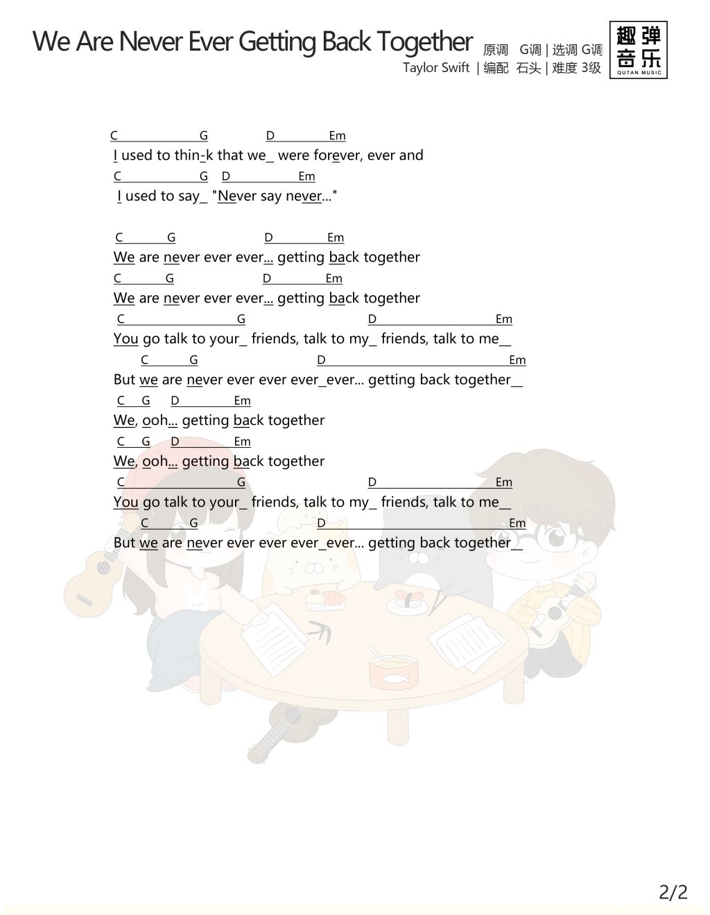 We Are Never Ever Getting Back Togeth尤克里里谱-2