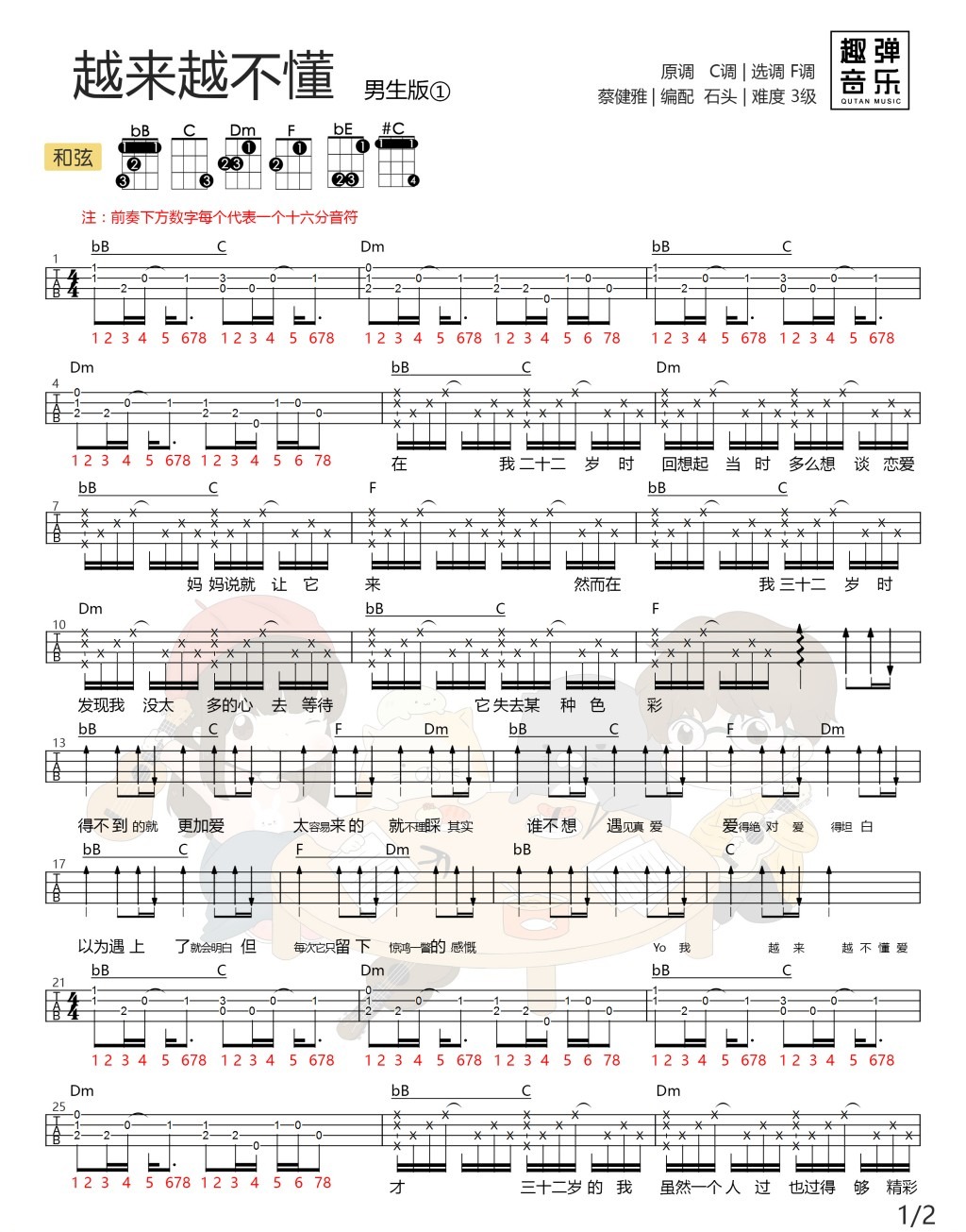 越来越不懂尤克里里谱-1