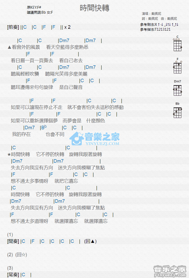 时间快转尤克里里谱