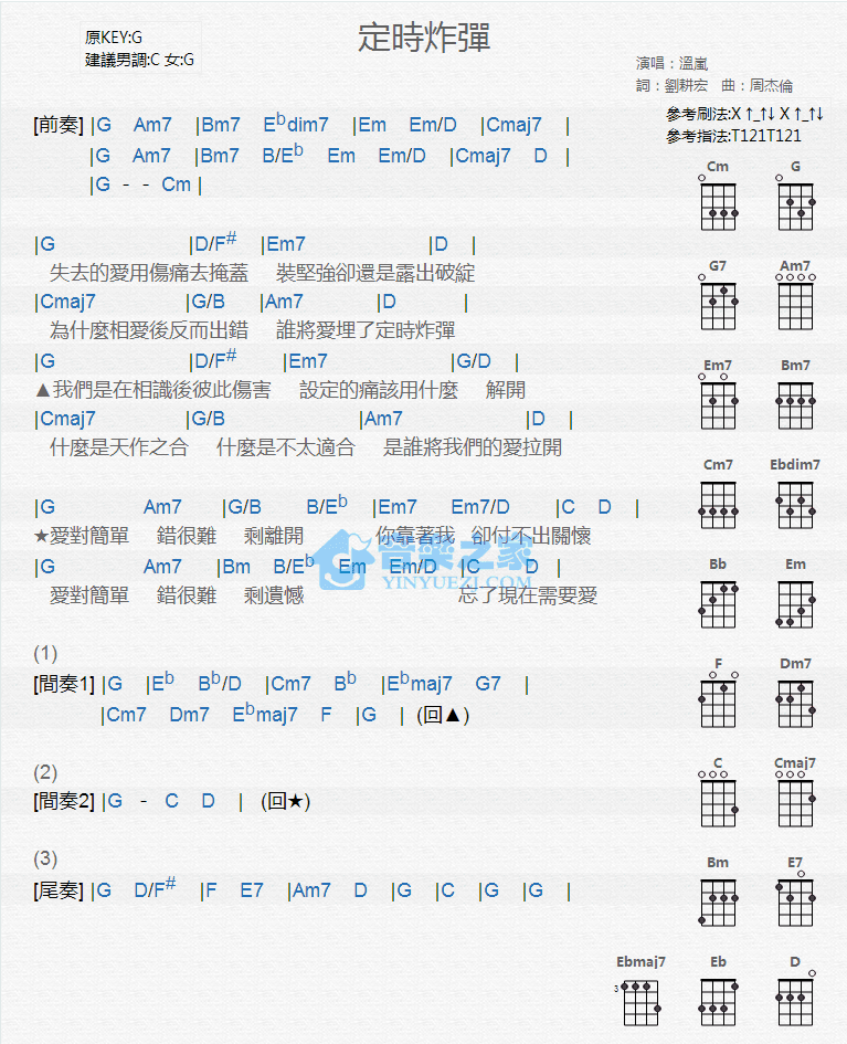 定时炸弹尤克里里谱