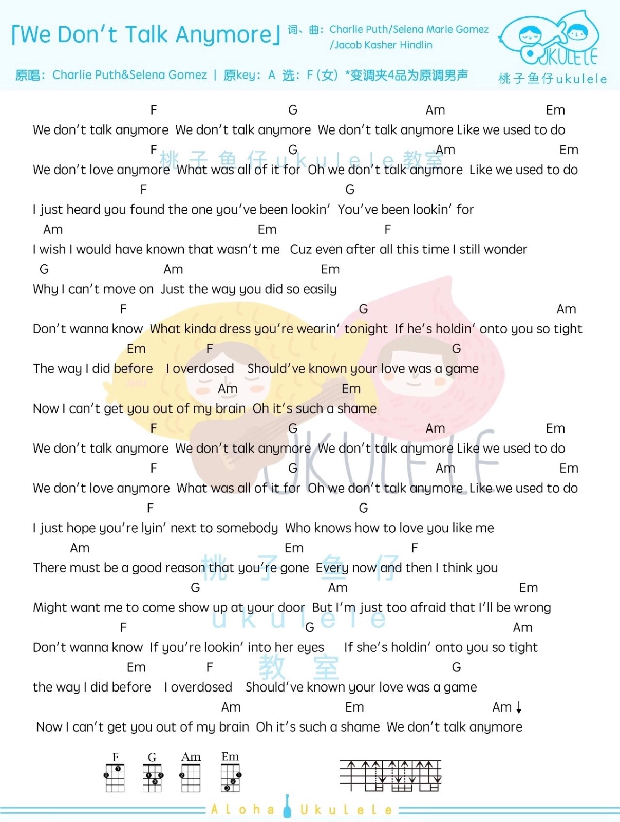 We Don't Talk Anymore尤克里里谱