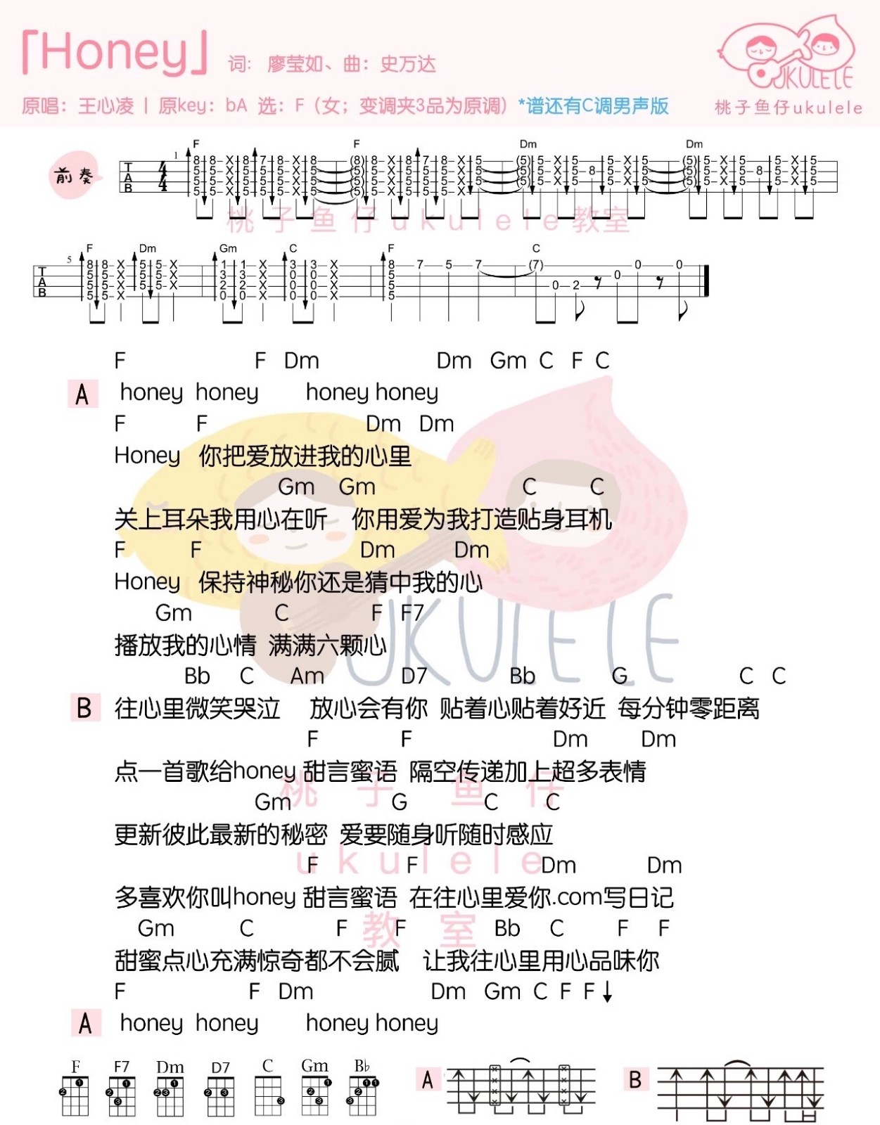 Honey尤克里里谱-1