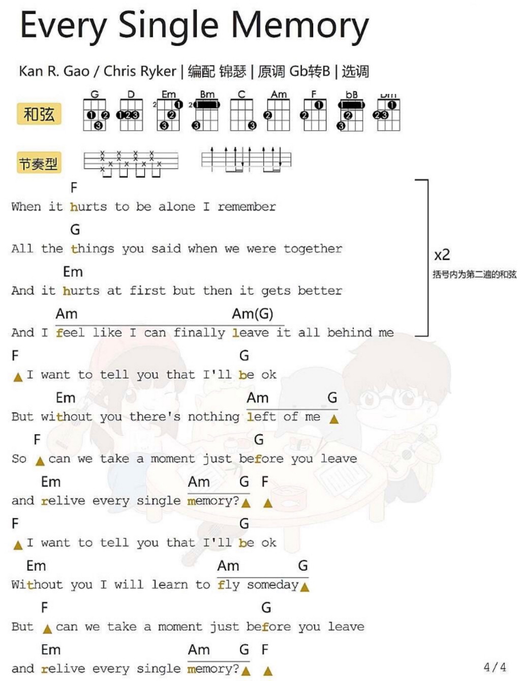 Every Single Memory尤克里里谱-4