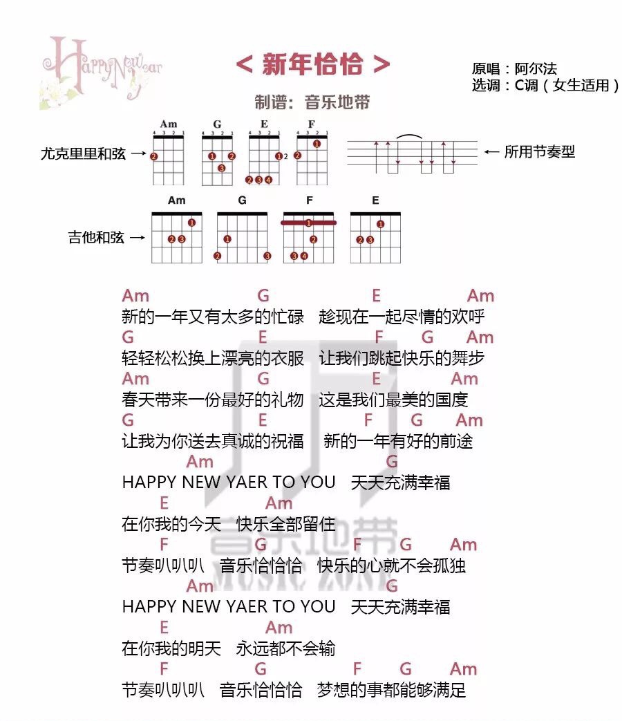 新年恰恰尤克里里谱-1