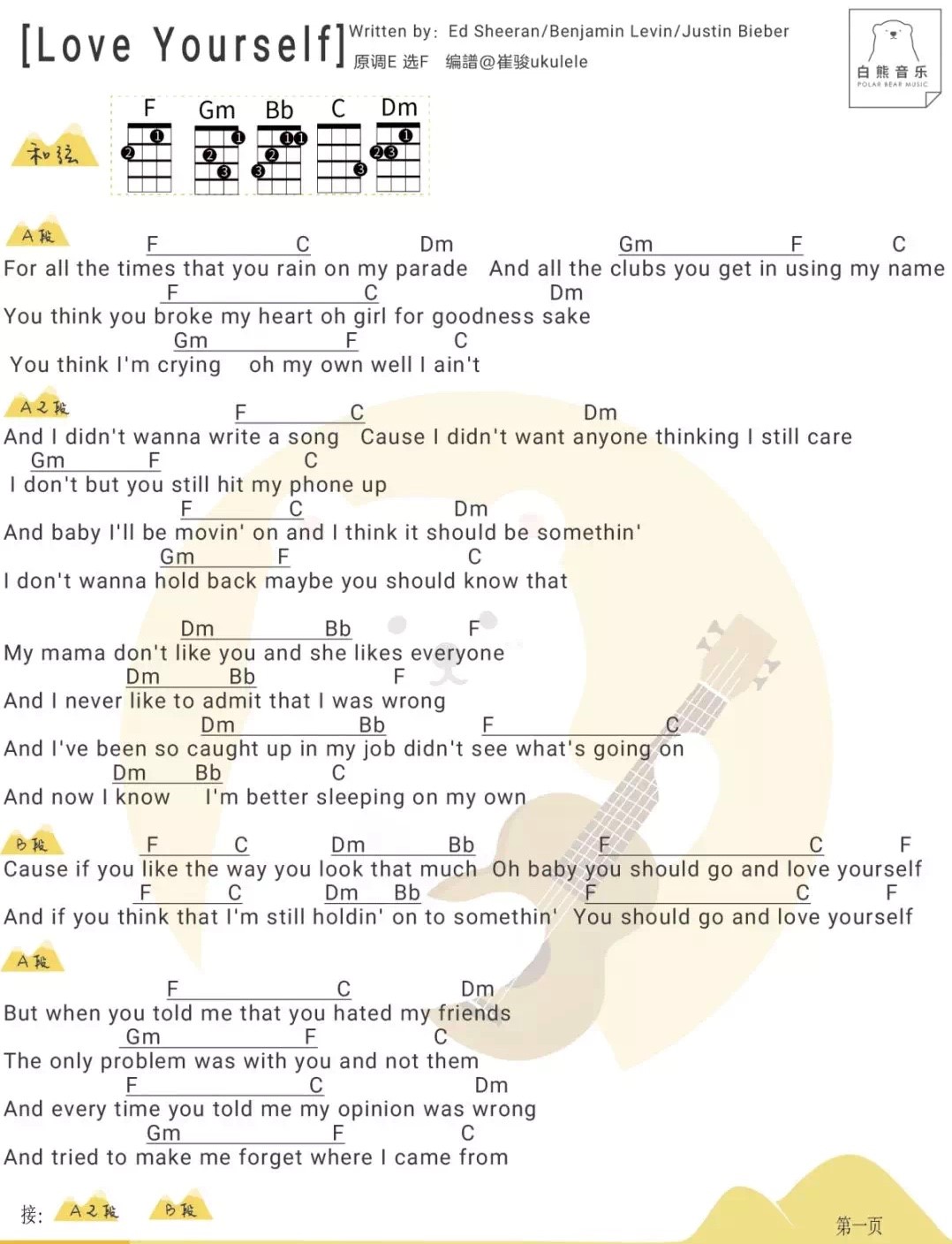 Love Yourself尤克里里谱-3