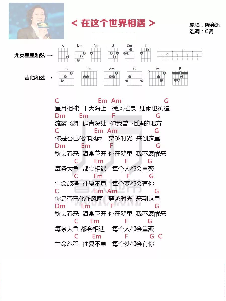 在这个世界相遇尤克里里谱