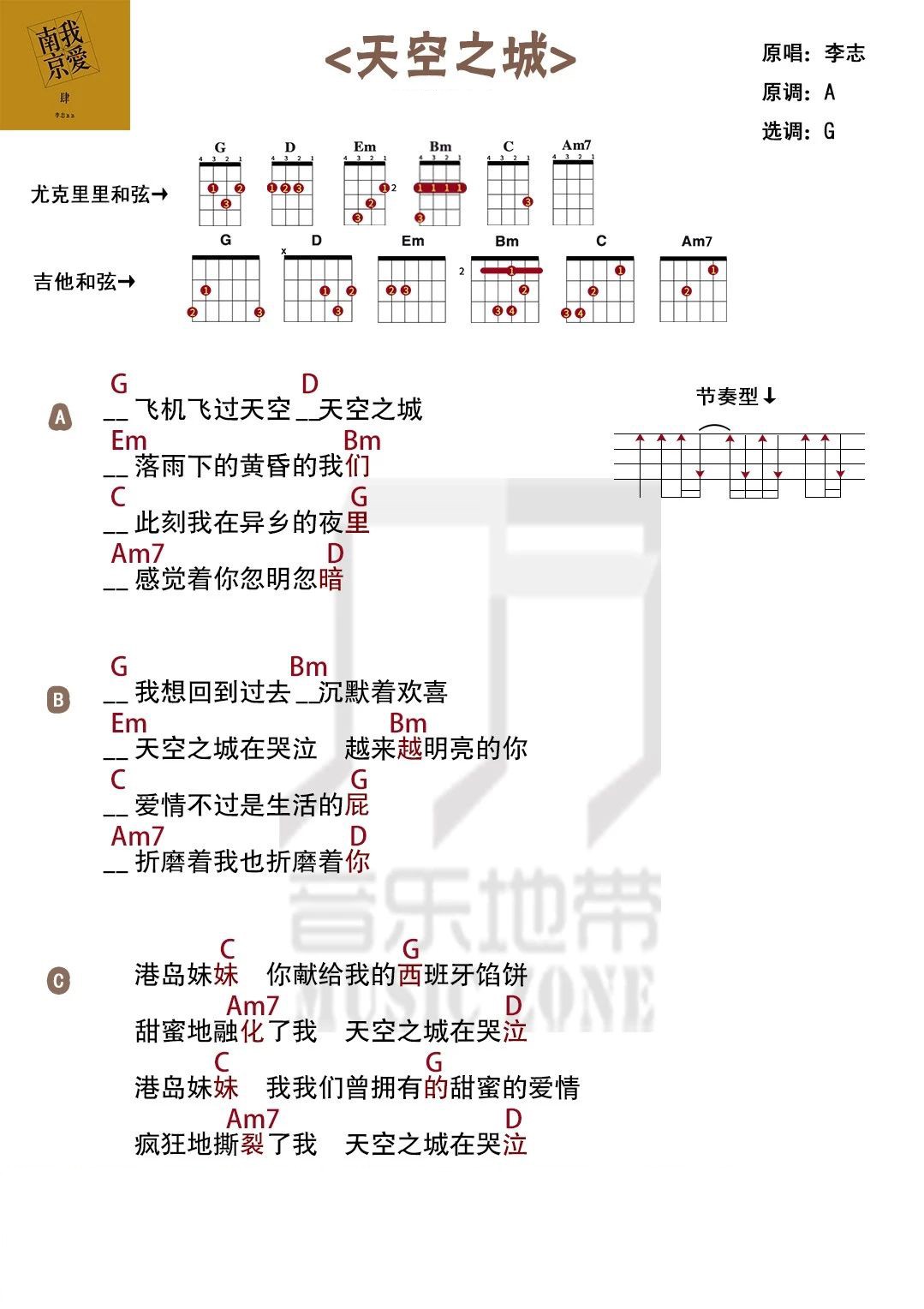天空之城尤克里里谱-1