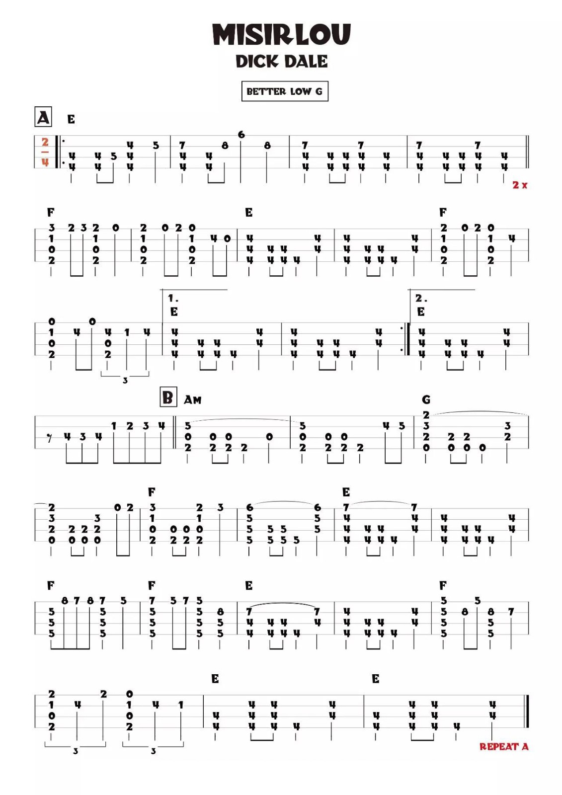 Misirlou尤克里里谱