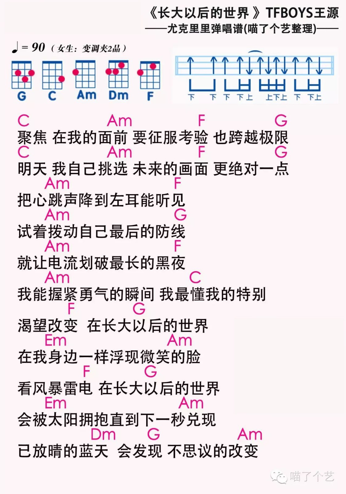 长大以后的世界尤克里里谱