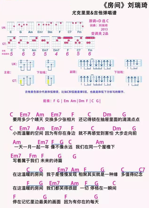房间尤克里里谱