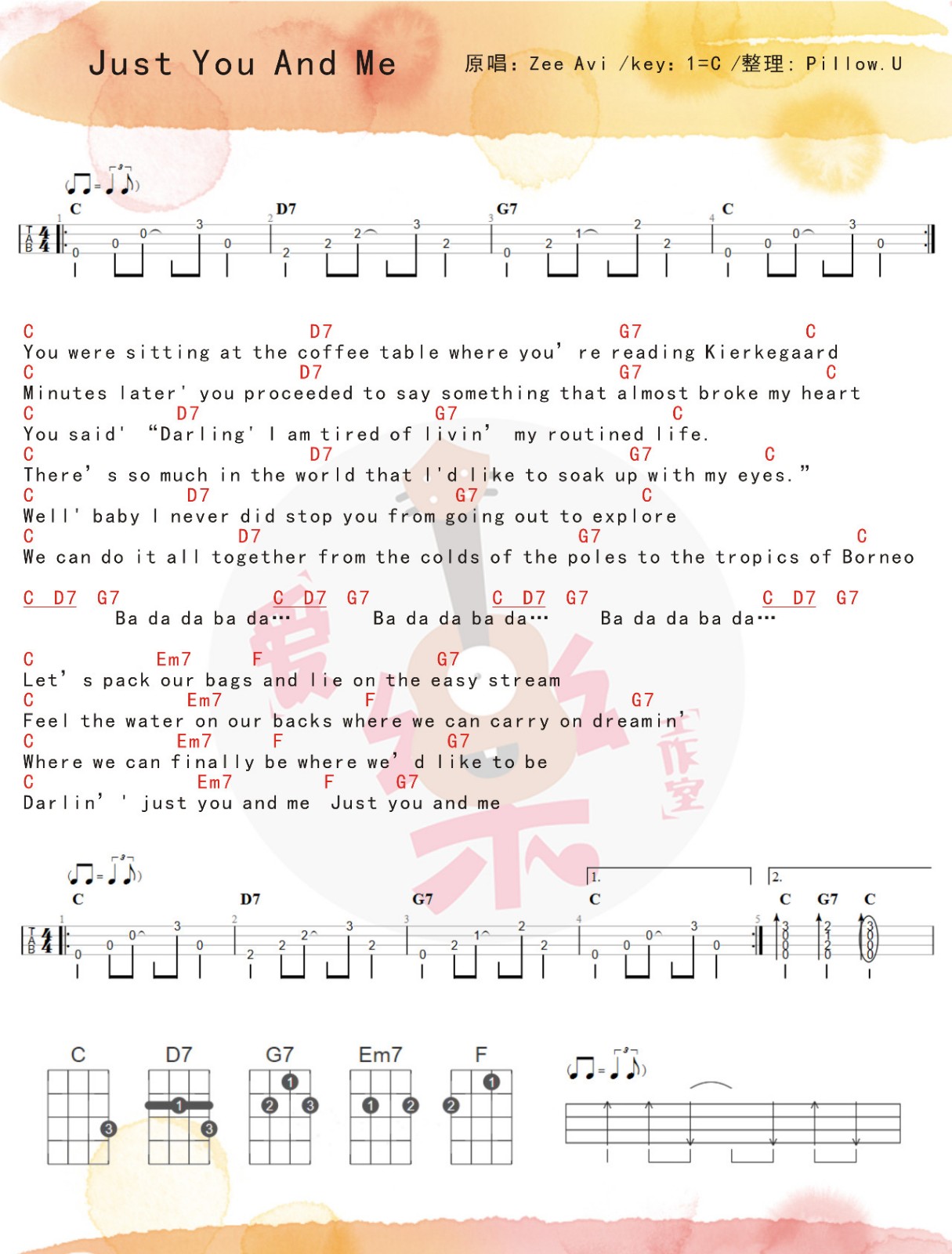 Just U And Me尤克里里谱