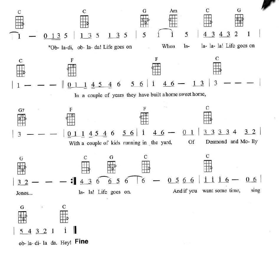 Ob-La-Di，Ob-La-Da尤克里里谱-2