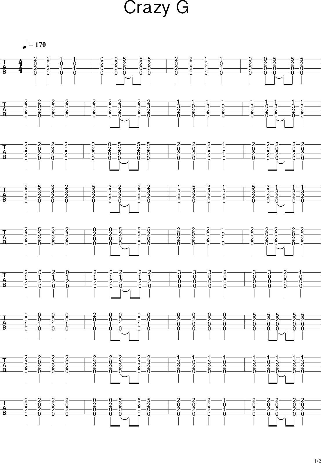 Crazy G尤克里里谱