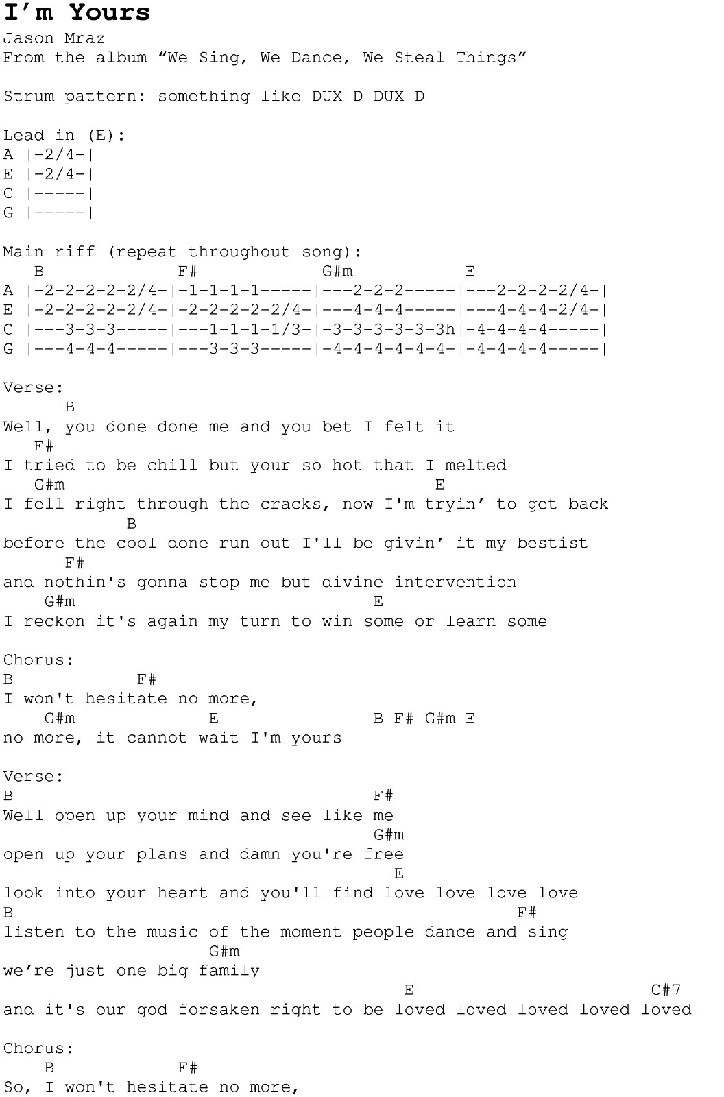 Im yours尤克里里谱-1