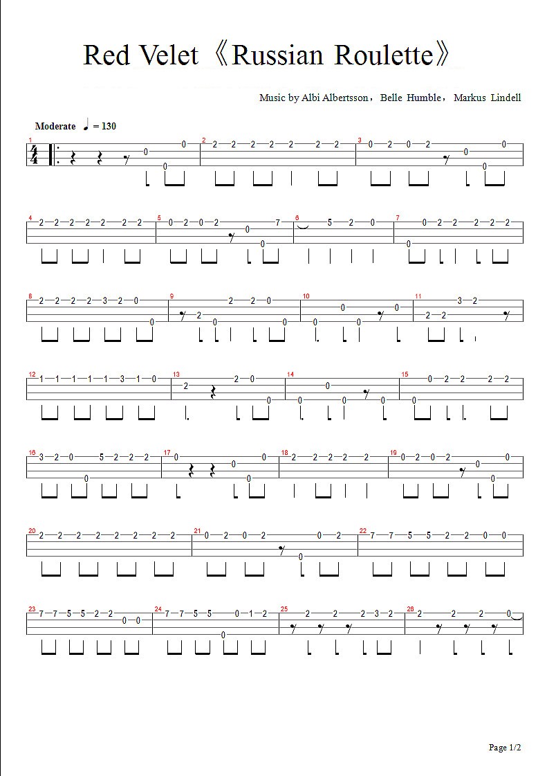 Russian Roulette尤克里里谱-1