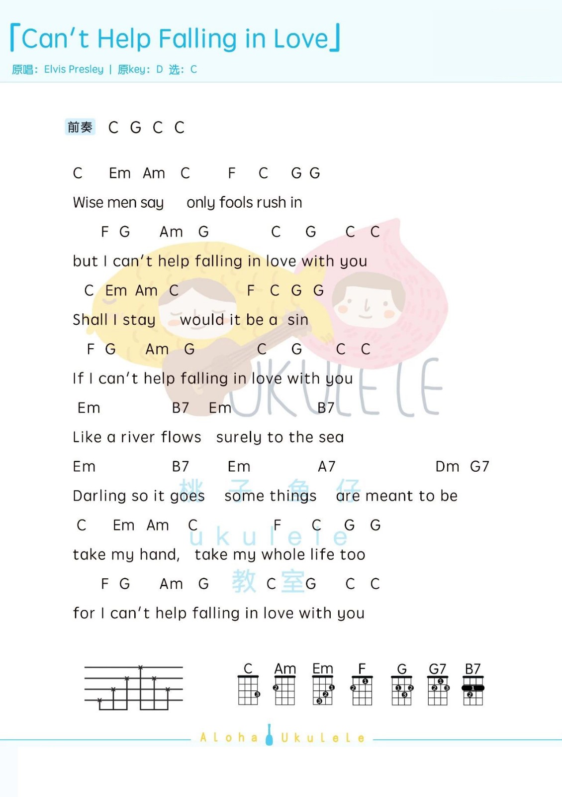 Can't Help Falling in Love尤克里里谱