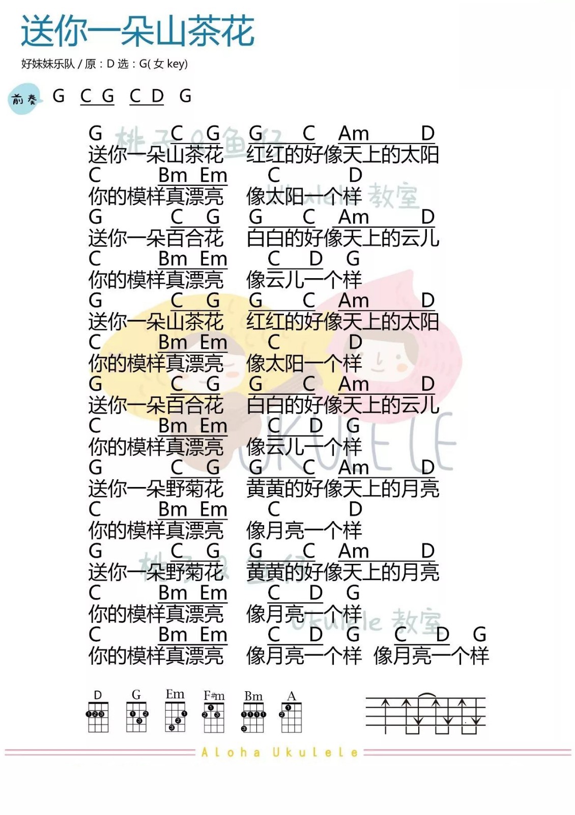 送你一朵山茶花（女版）尤克里里谱