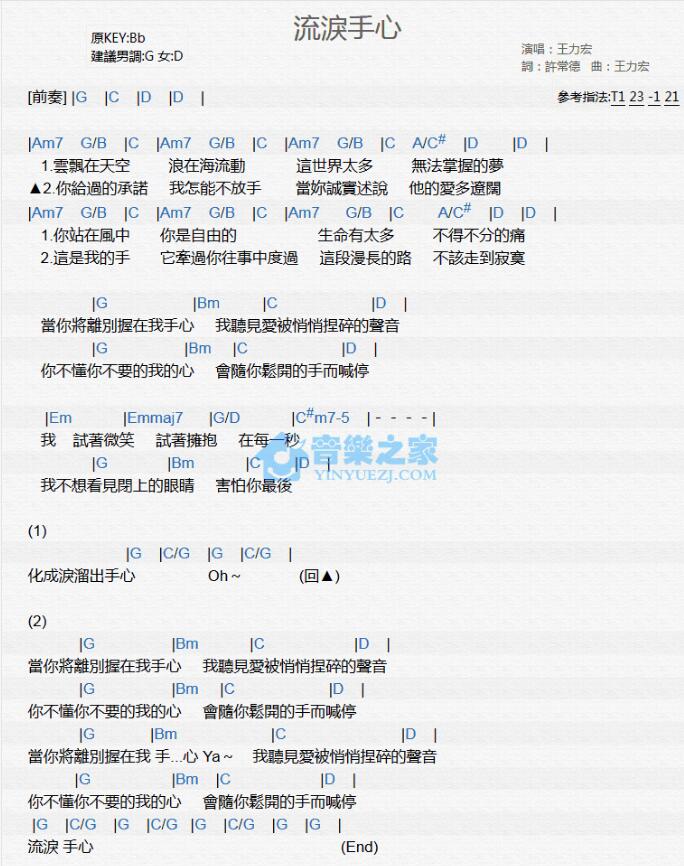 流泪手心尤克里里谱