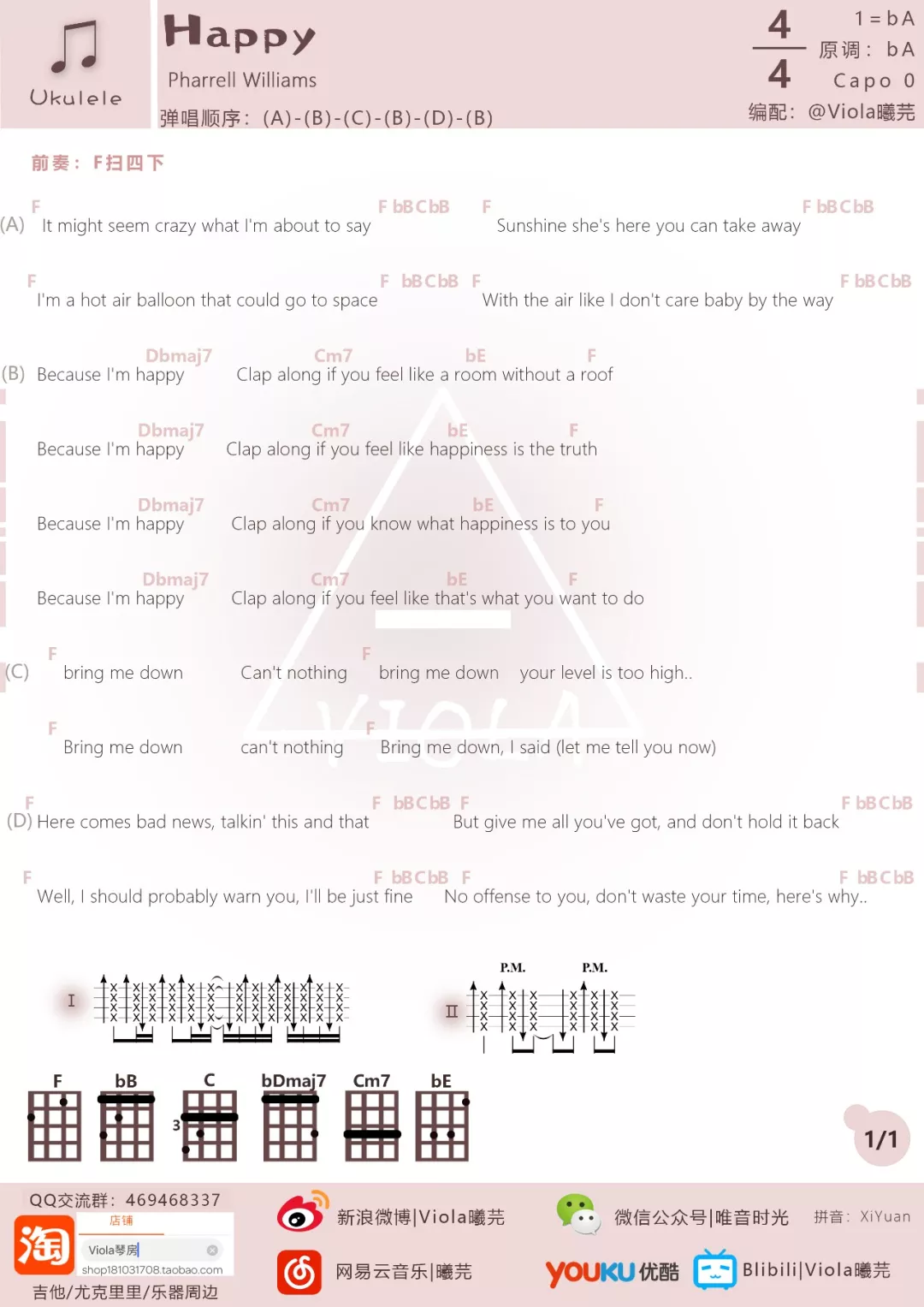 Happy尤克里里谱