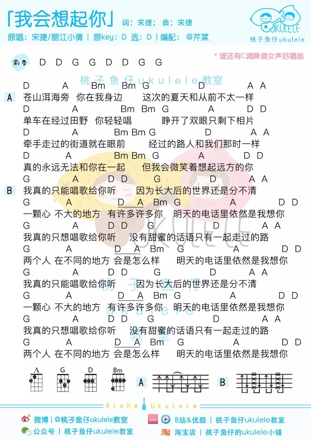 我会想起你尤克里里谱