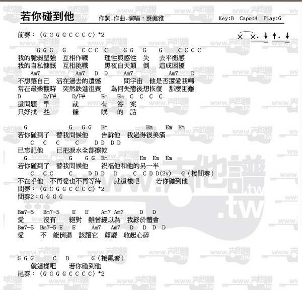 若你碰到他尤克里里谱