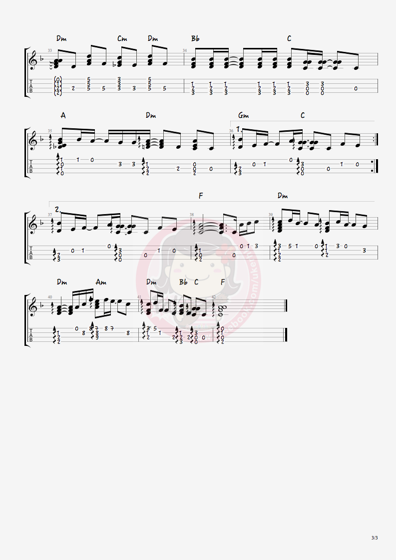 轻闭双眼尤克里里谱-3