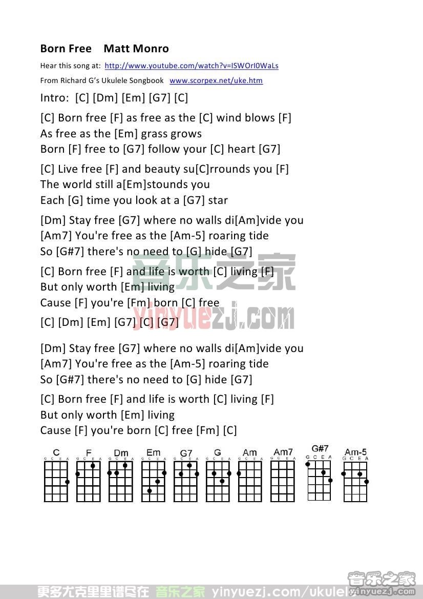 Born Free尤克里里谱