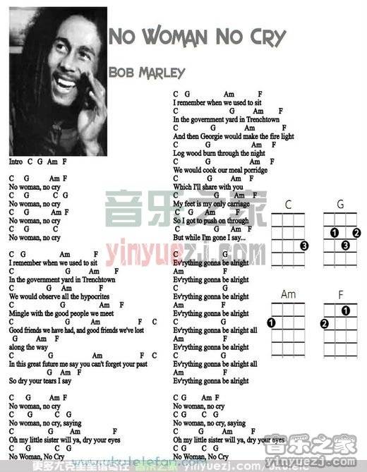 no woman no cry尤克里里谱