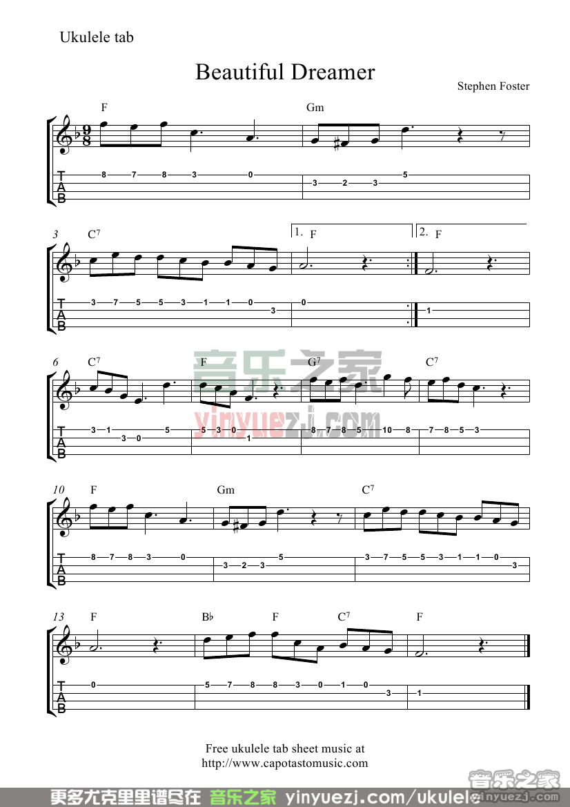 beautiful dreamer尤克里里谱