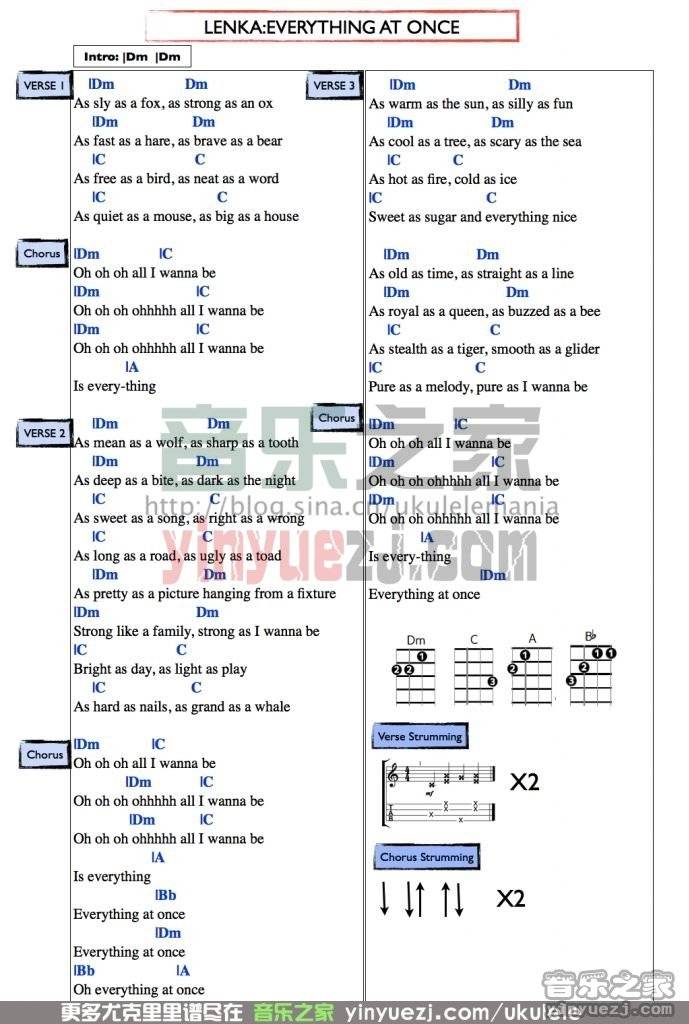 everything at once尤克里里谱