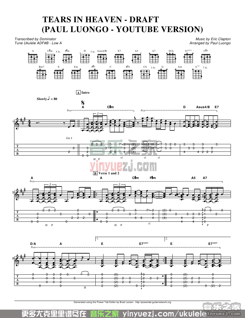 tears in heaven尤克里里谱