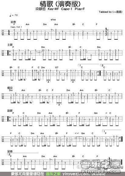 情歌尤克里里谱