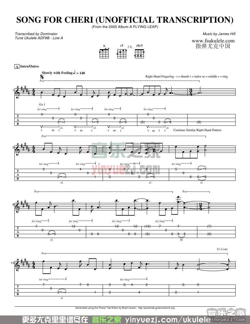 song for cheri尤克里里谱