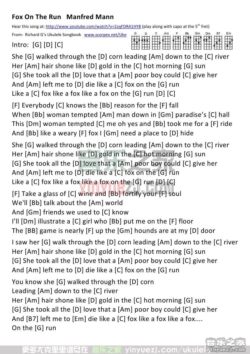 Fox On The Run尤克里里谱