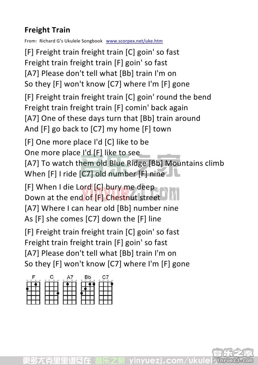 Freight Train尤克里里谱