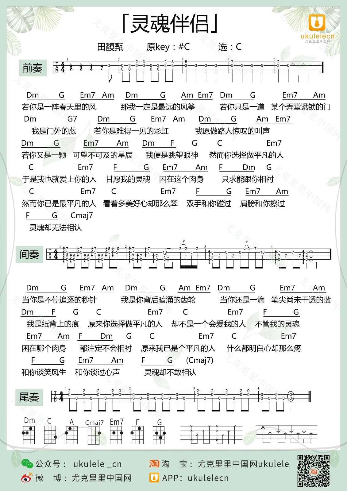 灵魂伴侣尤克里里谱