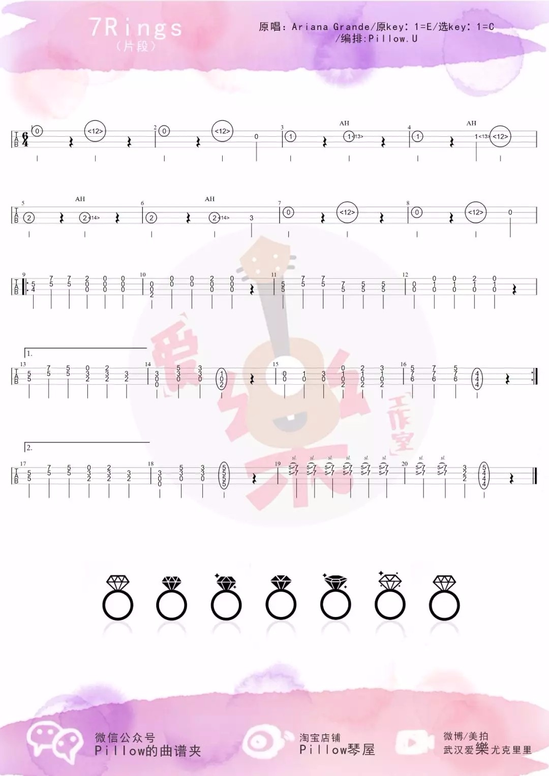 7 Rings片段尤克里里谱