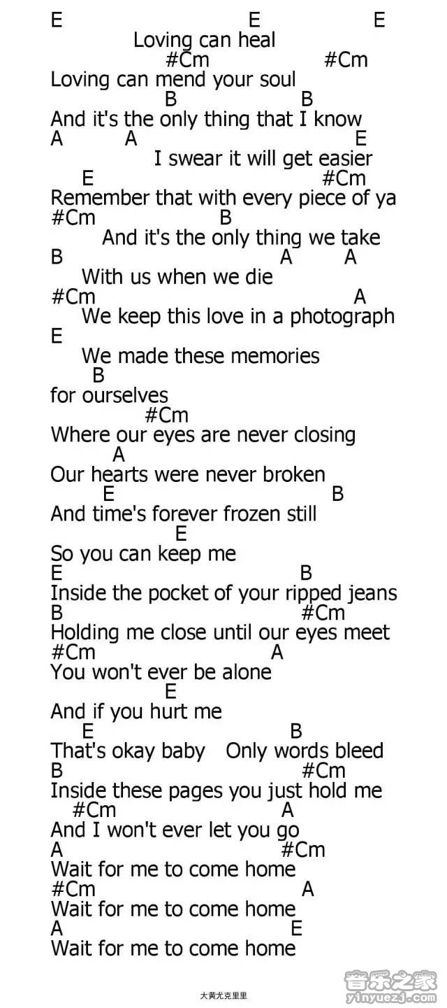 Photograph尤克里里谱-1